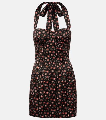 Robe en satin et soie mélangée à fleurs - Dolce&Gabbana - Modalova