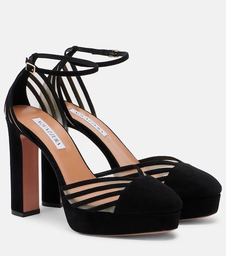 Escarpins Alana à plateau en daim et résille - Aquazzura - Modalova