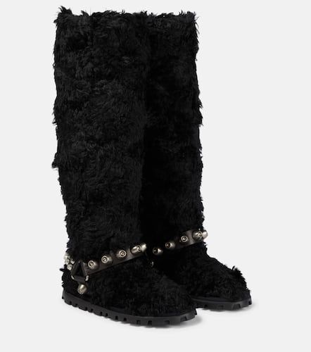 Bottes en shearling synthétique à clous - Miu Miu - Modalova