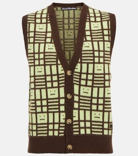 Gilet Face en laine à logo - Acne Studios - Modalova
