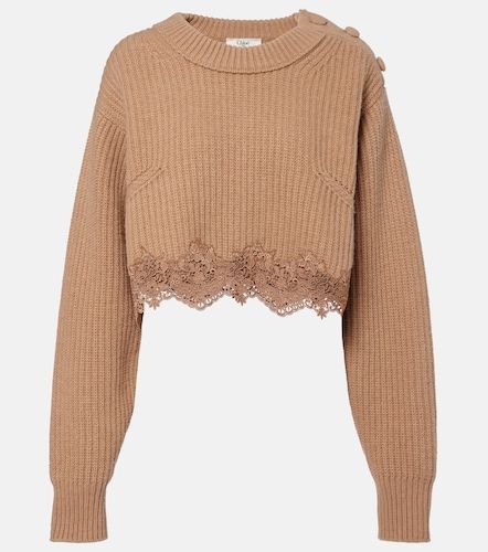 Chloé Pull court en laine et cachemire à finitions en dentelle - Chloe - Modalova