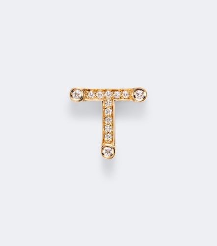 Boucle d'oreille unique Initial Petite T en or 18 ct et diamants - Sophie Bille Brahe - Modalova