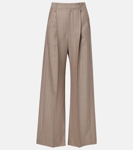 Pantalon plissé en laine vierge à chevrons - Victoria Beckham - Modalova