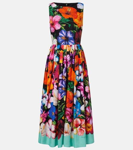 Robe midi en coton à fleurs - Dolce&Gabbana - Modalova