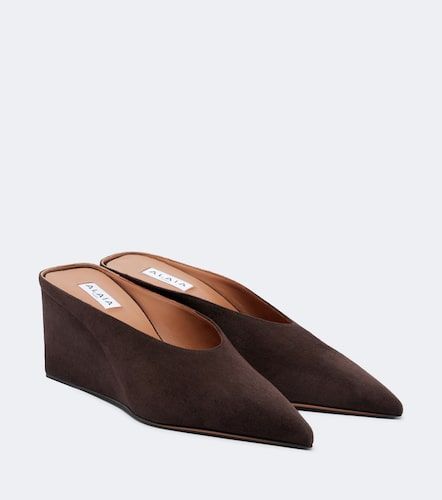 Alaïa Mules compensées Cube en daim - Alaia - Modalova