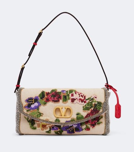 Sac porté épaule DeVain Small à perles et fleurs - Valentino Garavani - Modalova