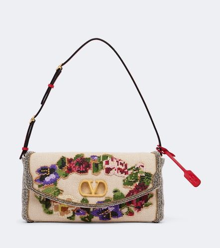 Sac porté épaule DeVain Small à perles et fleurs - Valentino Garavani - Modalova