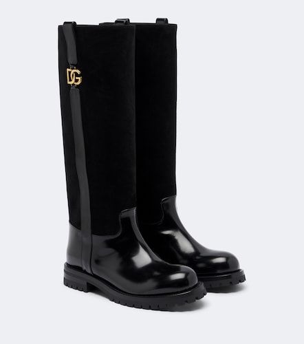 Bottes DG en cuir verni et daim - Dolce&Gabbana - Modalova