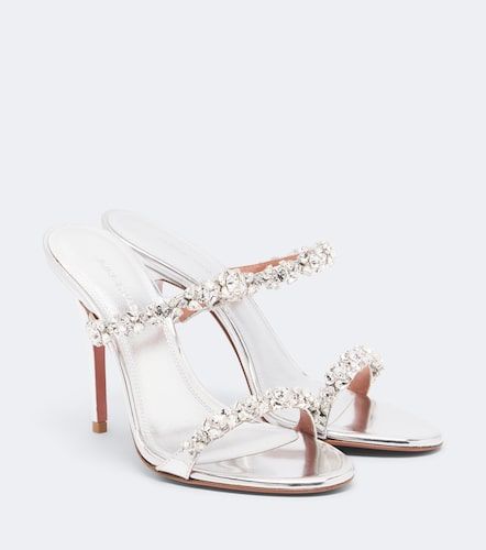 Mules Elizabeth en cuir métallisé - Amina Muaddi - Modalova
