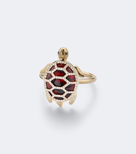 Yvonne Léon Bague Tortue en or 9 ct, diamants et résine - Yvonne Leon - Modalova
