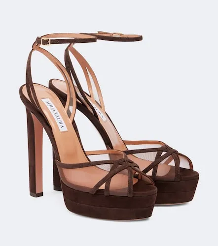 Sandales à plateau Shear Plateau 130 en daim - Aquazzura - Modalova