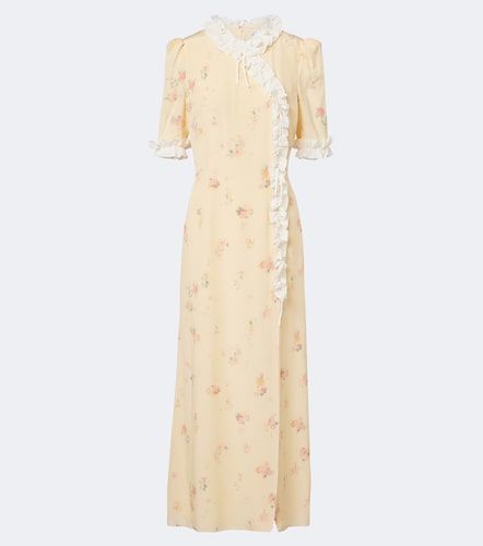 Robe midi en soie à fleurs - Alessandra Rich - Modalova