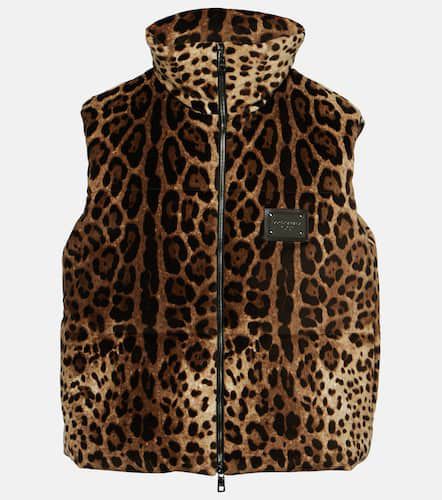 Veste doudoune sans manches à motif léopard - Dolce&Gabbana - Modalova