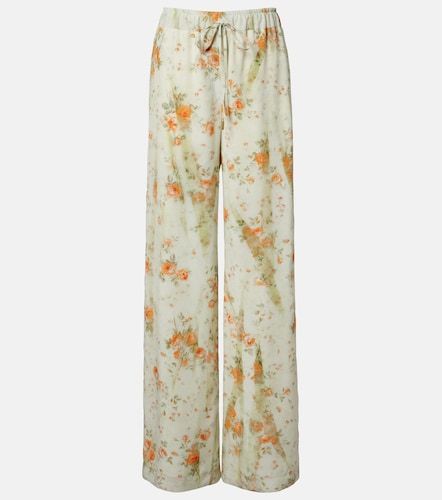 Pantalon de pyjama en soie à fleurs - McQueen - Modalova