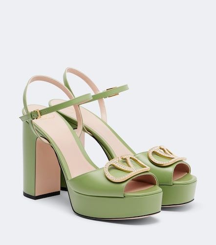 Sandales VLogo à plateau en cuir - Valentino Garavani - Modalova