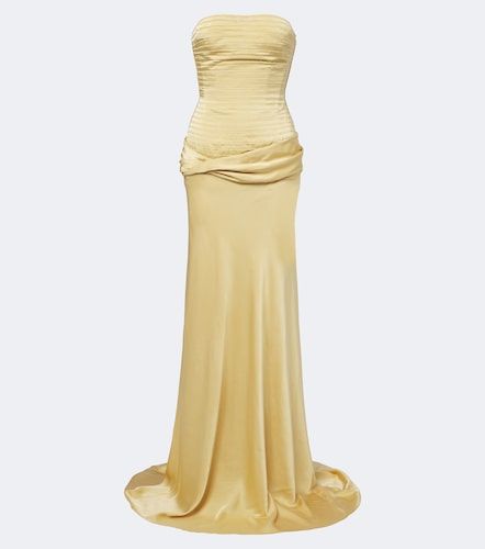 Robe longue bustier en satin - Marmar Halim - Modalova