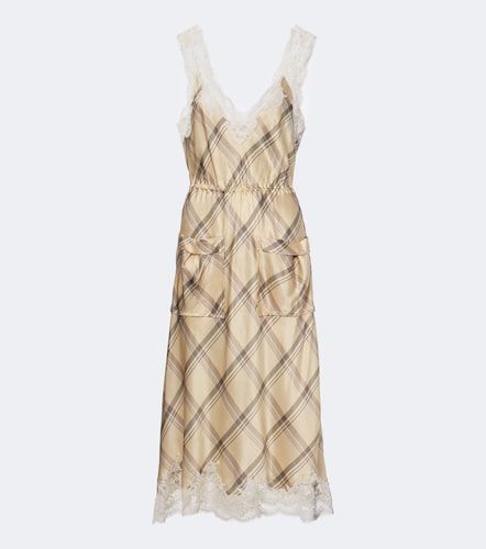 Robe midi en satin de soie à dentelle - Rabanne - Modalova