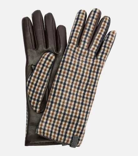 Gants Monili en laine vierge et cuir - Brunello Cucinelli - Modalova