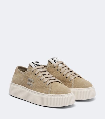 Baskets à plateforme en daim - Miu Miu - Modalova