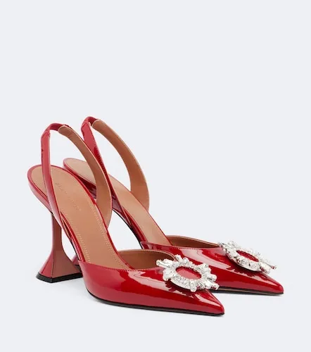 Escarpins slingback Begum en cuir verni - Amina Muaddi - Modalova