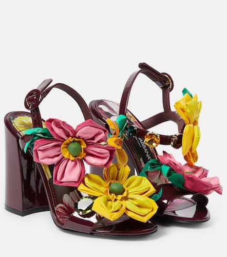 Sandales en cuir verni à fleurs - Dolce&Gabbana - Modalova