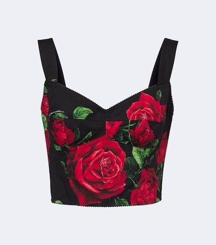 Top en coton mélangé à fleurs - Dolce&Gabbana - Modalova