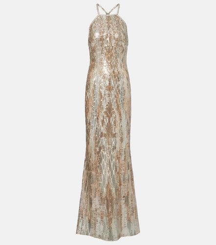 Robe longue en soie mélangée à sequins - Elie Saab - Modalova