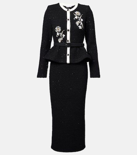 Robe midi en tweed à fleurs et sequins - Self-Portrait - Modalova