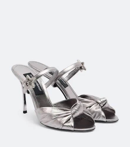 Mules en cuir métallisé à ornements - Dolce&Gabbana - Modalova