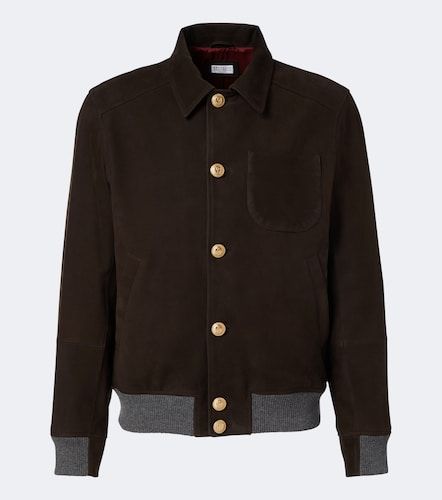 Veste blouson en cuir et cachemire - Brunello Cucinelli - Modalova
