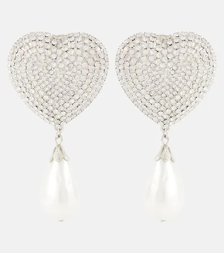 Boucles d'oreilles clip à cristaux et perles fantaisie - Alessandra Rich - Modalova