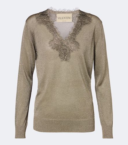 Pull en lamé à finitions en dentelle - Valentino Garavani - Modalova