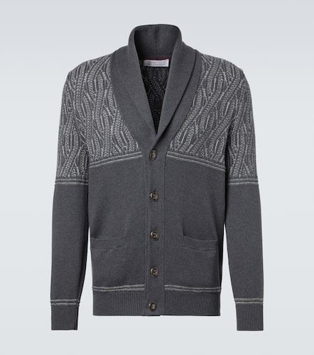 Cardigan en jacquard de coton - Brunello Cucinelli - Modalova