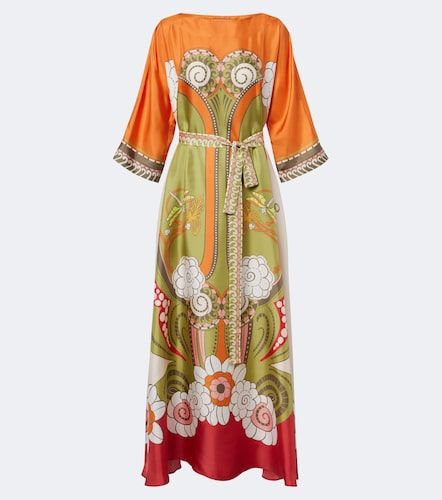 Robe longue Muumuu en sergé de soie à imprimé - La DoubleJ - Modalova