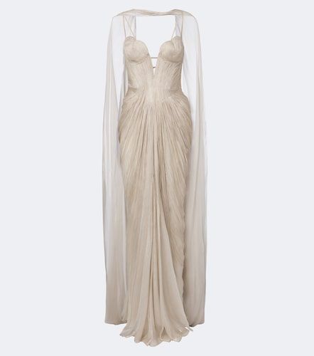 Ensemble robe longue bustier et cape Cecilia en soie - Maria Lucia Hohan - Modalova