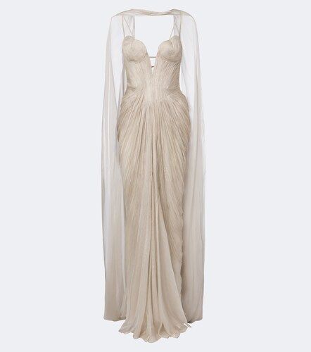 Ensemble robe longue bustier et cape Cecilia en soie - Maria Lucia Hohan - Modalova