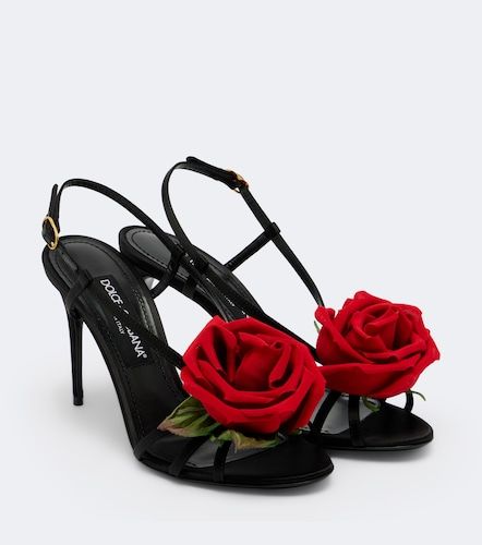 Sandales slingback en satin à appliqué - Dolce&Gabbana - Modalova