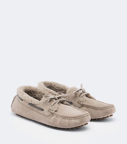 Chaussures bateau Monili en daim et shearling - Brunello Cucinelli - Modalova