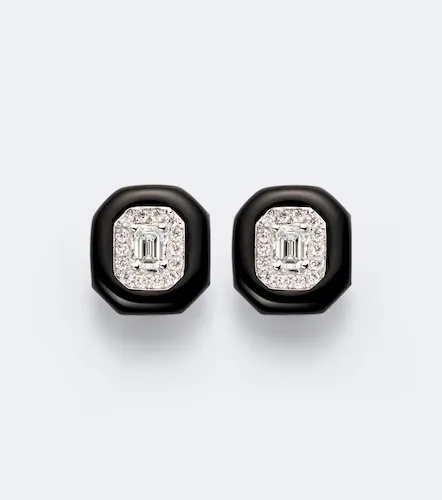 Boucles d’oreilles Oui en or blanc 18ct, émail noir et diamants - Nikos Koulis - Modalova