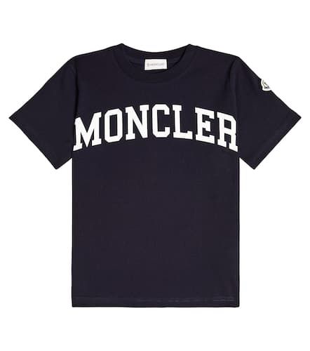 T-shirt rayé en coton à logo - Moncler Enfant - Modalova