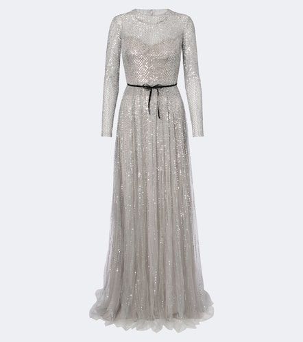Robe longue en tulle à sequins - Monique Lhuillier - Modalova