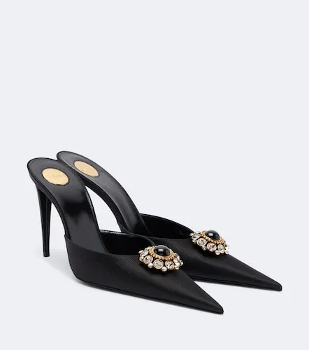 Mules Cosmo en satin à ornements - Saint Laurent - Modalova
