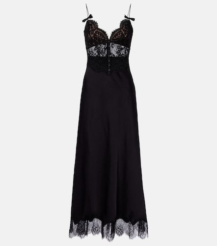 Robe longue en satin et dentelle - Self-Portrait - Modalova
