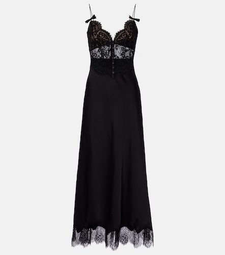 Robe longue en satin et dentelle - Self-Portrait - Modalova