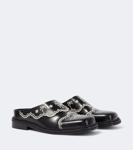 Mules en cuir à broderies florales - Simone Rocha - Modalova