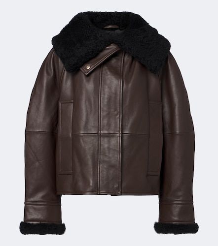 Veste matelassée en cuir et shearling - Sportmax - Modalova