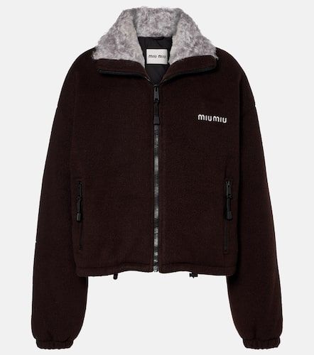 Veste bomber en gabardine à logo - Miu Miu - Modalova