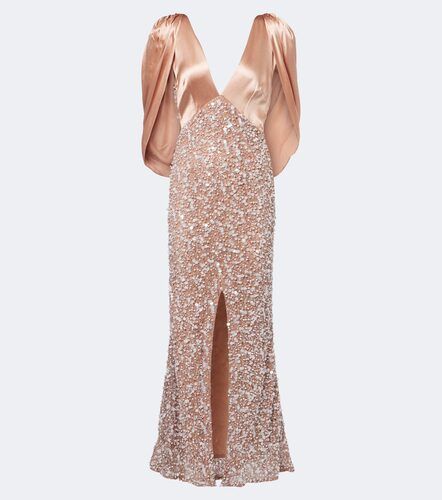 Là Fuori Robe longue Genevieve en satin et dentelle à sequins - La Fuori - Modalova