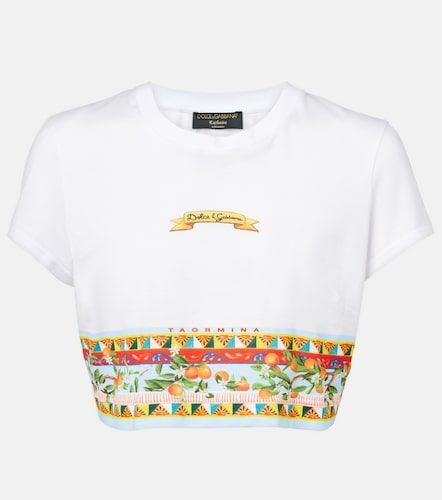 T-shirt raccourci imprimé en coton - Dolce&Gabbana - Modalova