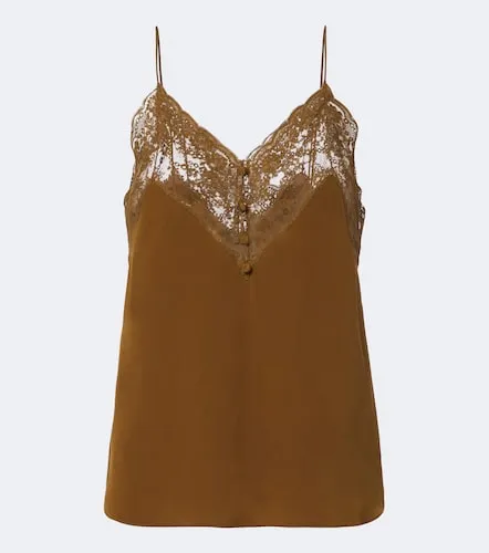 Caraco en crêpe de soie à dentelle - Saint Laurent - Modalova